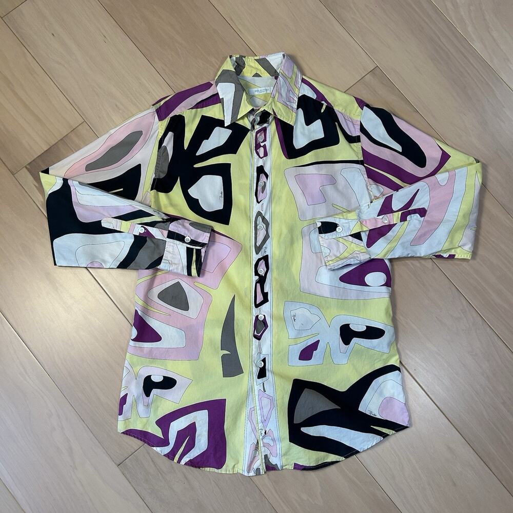 Emilio Pucci Firenze Cotton Button Up Shirt *Small Stain Women’s Medium